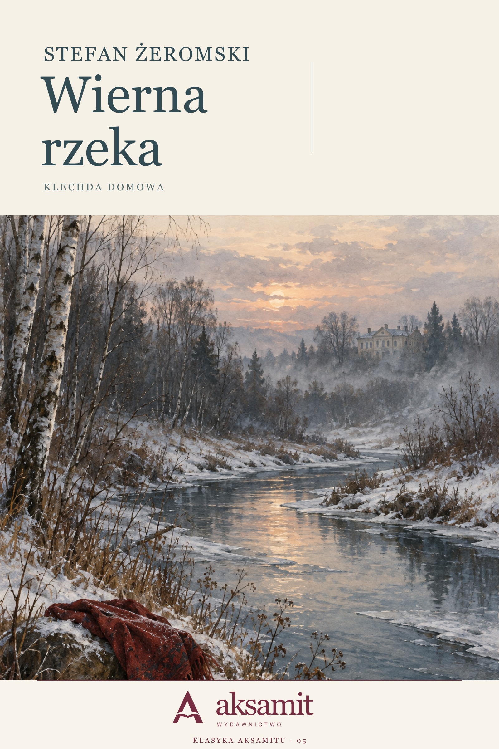 Wierna rzeka — Stefan Żeromski. Okładka Wydawnictwa Aksamit.